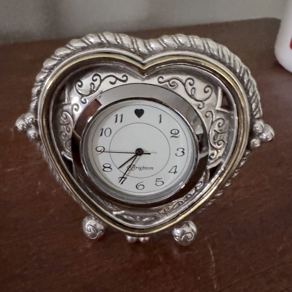 Brighton Ornate Silver Heart Clock
